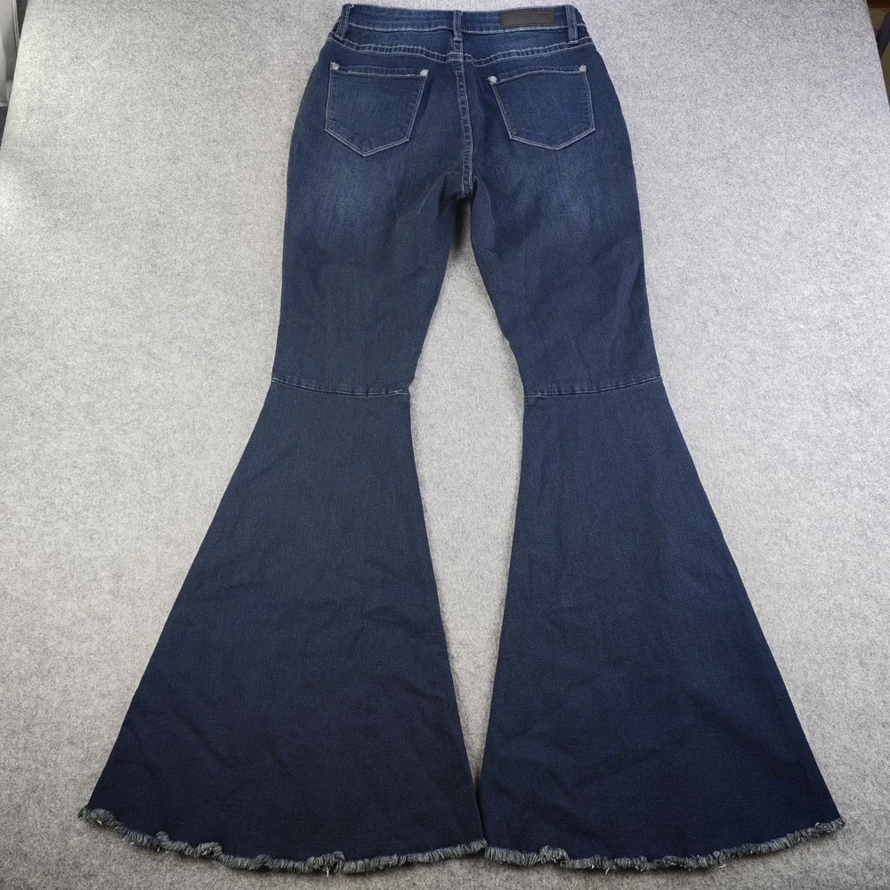 Rock & Roll Denim High Rise Bell Bottom Jeans Women's 28x32 Blue Dark Wash